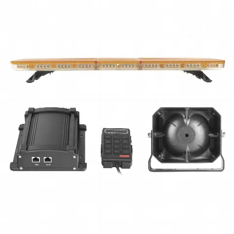 Kit de Señalización Industrial / Barra LED 118 cm (46.5 in) / 88 LED Hyperlux / Sirena 100 W / 45 Patrones Programables / Ámbar