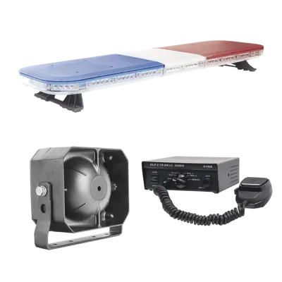 Kit de Señalización para Seguridad Pública / Barra LED 88 Luces Hyperlux / Sirena 100W 6 Tonos / Bocina 100W 8 Ohms / IP65 / 13 Patrones de Destello
