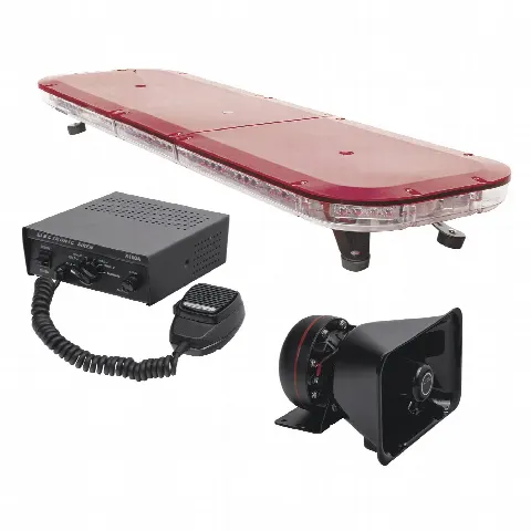 Kit de Señalización para Emergencias / Barra LED 108 Unidades / Sirena 100 W / 13 Patrones de Destello / Bocina Uso Rudo / Control de Tráfico Ámbar