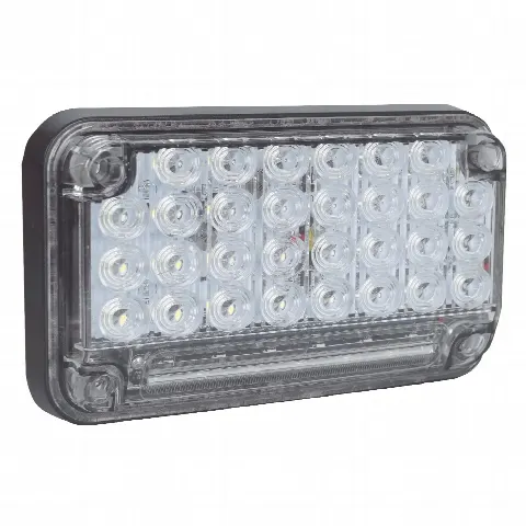Luz de Advertencia LED / 66 LEDs / 7x4" / 12 VCC / 10 Patrones de Destello / Montaje Permanente / Color Claro