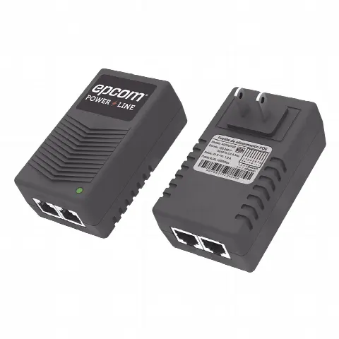 Inyector PoE de Pared / 24 Vcc / 1 A / 24 W / Protección OV, OC, SC, UV / -25°C a 65°C / Doble RJ45