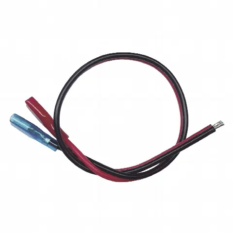 Cable Dual Polarizado / Calibre 18 AWG / 30 cm (0.98 pies) / Terminal F1 y Puntas Libres / Conexión a Baterías de Respaldo / Rojo / Negro
