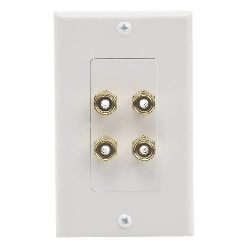 Placa de Pared para Altavoces / 2 Canales / Postes Tipo Banana / Conectores Chapados en Oro / Estilo Decora 1 Unidad / 75 x 115 mm