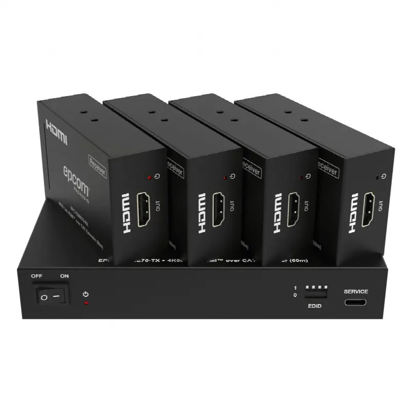 Splitter Extensor HDMI 1x4 / 4K@60Hz / Transmisión 60 m (196.9 ft) / Cable Cat6 / EDID / HDCP 2.2 / Salida Loop