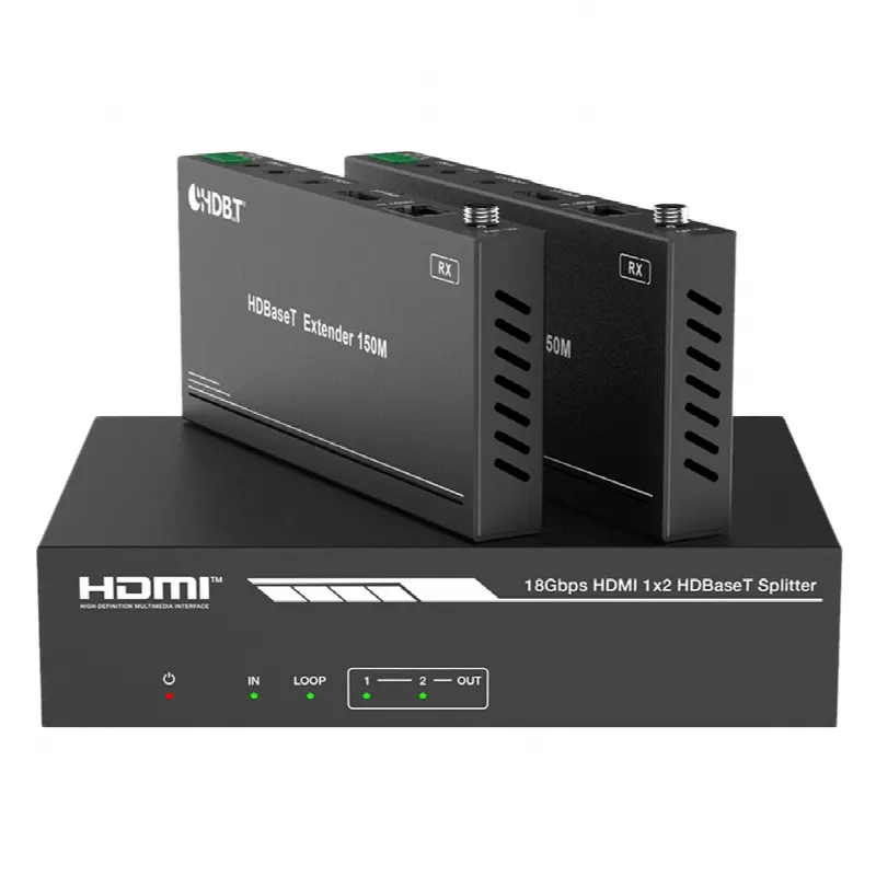 Splitter y Extensor HDMI / 1x2 / HDBaseT / 4K@60Hz 4:4:4 / 120 m (393.7 ft) / 1080p@150 m (492.1 ft) / PoC / Audio 7.1 Canales