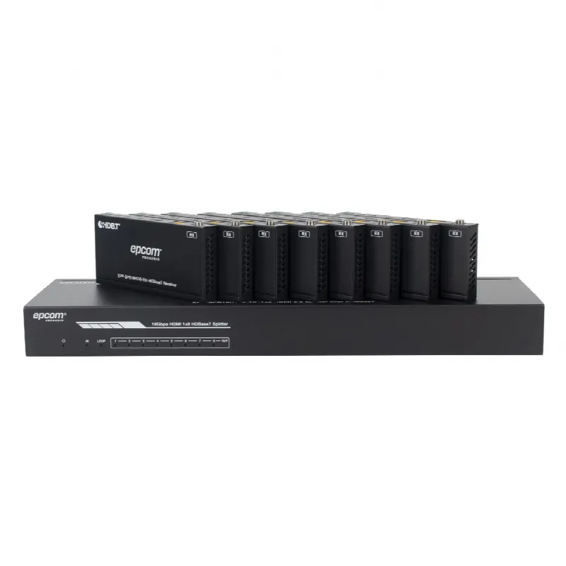 Splitter y Extensor de Video HDBaseT / 1x8 / 4K@60Hz 4:4:4 / 120 m (393.7 ft) en 4K / 150 m (492.1 ft) en 1080p / 18 Gbps / HDR10+ / PoC / IR y RS-232