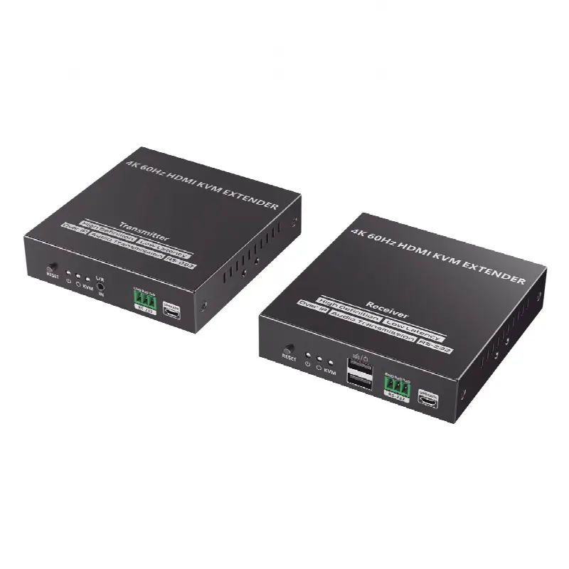 Extensor KVM HDMI / 4K @ 60 Hz / 120 m (393.7 ft) / 18 Gbps / Cat 6/6a/7 / Salida Loop / USB y RS-232