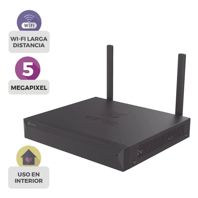 NVR Inalámbrico IP / 8 Canales / 5 Megapixel (3K) / Wi-Fi 100 m (328 ft) / HDMI y VGA / H.265 / 8 TB