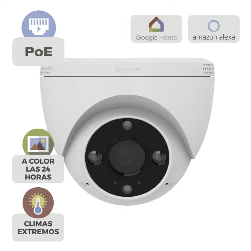 Cámara IP Bullet PoE / 3 Megapixel 2K / Visión Nocturna Color 30 m (98.4 ft) / Detección IA Humano/Vehículo / Audio Bidireccional / Defensa Activa / IP67
