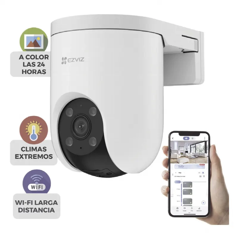 Cámara PT IP / 3 Megapixel (2K) / Visión Nocturna Color / Audio Bidireccional / Defensa Activa / IP65 / Wi-Fi y Ethernet RJ45