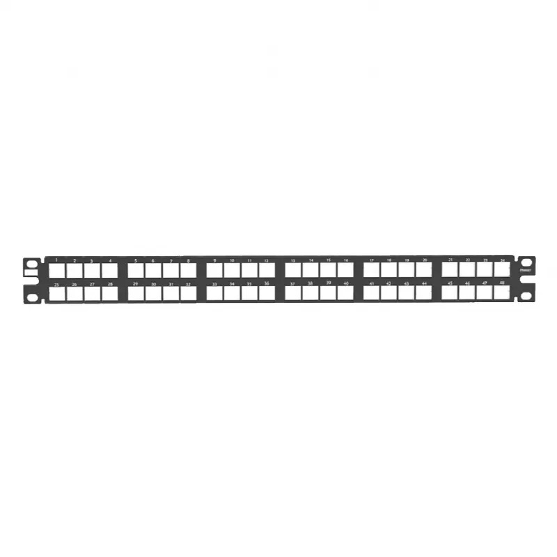Panel de Parcheo Modular de Alta Densidad, Keystone (Sin Conectores), Identificación con Etiqueta Adhesiva, de 48 Puertos en 1 UR