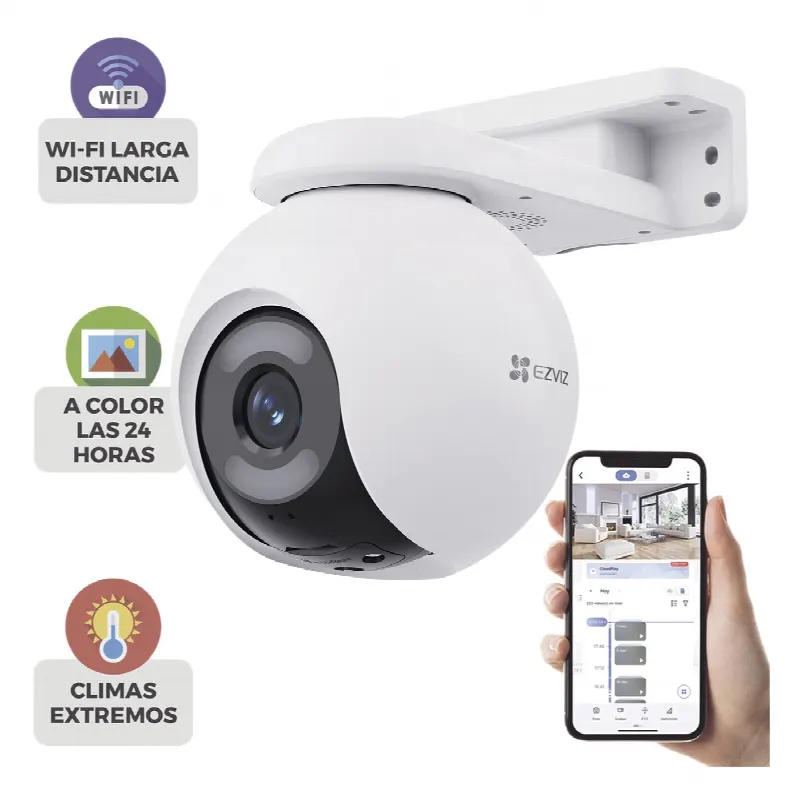 Cámara IP PT / 4 Megapixel / ColorFULL Visión Nocturna / Wi-Fi 2.4 GHz / Cobertura 360° / Detección AI Humano/Vehículo / IP65