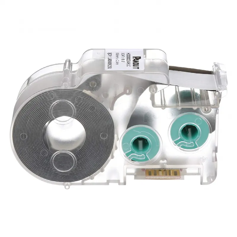 Casete de Etiquetas de Poliolefina de Cinta Continua, Tubo Termocontráctil, 8.6 mm de Ancho, 2.4 m (7.87 ft) de largo, Para Cables de 1.5 a 4.8 mm (18-12 AWG) de Diámetro, Color Blanco