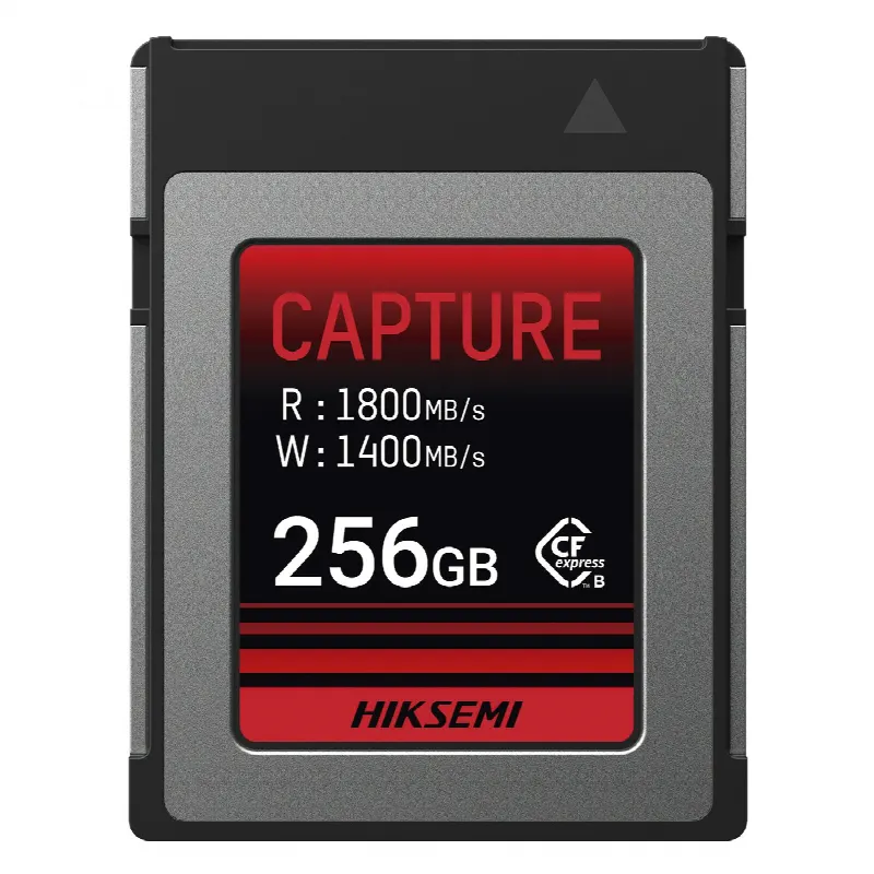 Memoria CFexpress Tipo B / 256 GB / Lectura 1800 MB/s / Escritura 1400 MB/s / PCIe Gen 3×2 / 8K RAW / -10 °C a 70 °C