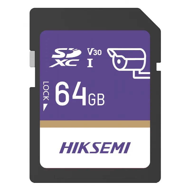 Tarjeta SD / 64 GB / Lectura 100 MB/s / Escritura 90 MB/s / Clase 10 U3 V30 / 3D TLC NAND / -25°C a 85°C (-13°F a 185°F) / Videovigilancia 24/7