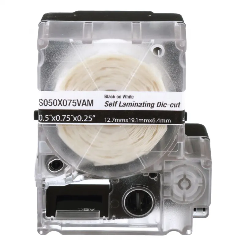 Casete de 425 Etiquetas Autolaminadas de 12.7 x 19.1 mm (0.75 in), para Cables de 2 a 4 mm (0.16 in) de Diámetro, Área de Impresión Color Blanco