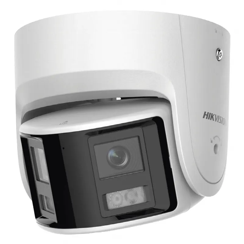 Cámara Turret IP / 4 Megapixel / Dual Lente 2.8 mm / Panorámica 180° / IR 30 m (98.4 ft) / IP67 / Audio Bidireccional / AcuSense / WDR 120 dB / Exterior
