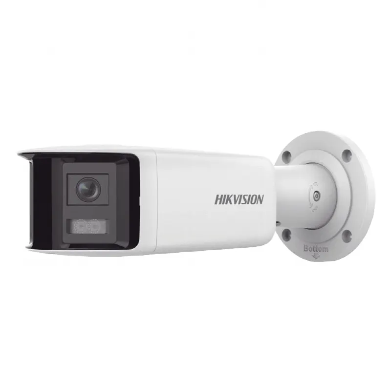 Cámara Bala IP / 4 Megapixel / Dual Lente 2.8 mm / Panorámica 180° / IR 40 m (131.2 ft) / WDR 120 dB / IP67 / Audio Bidireccional / PoE / Exterior