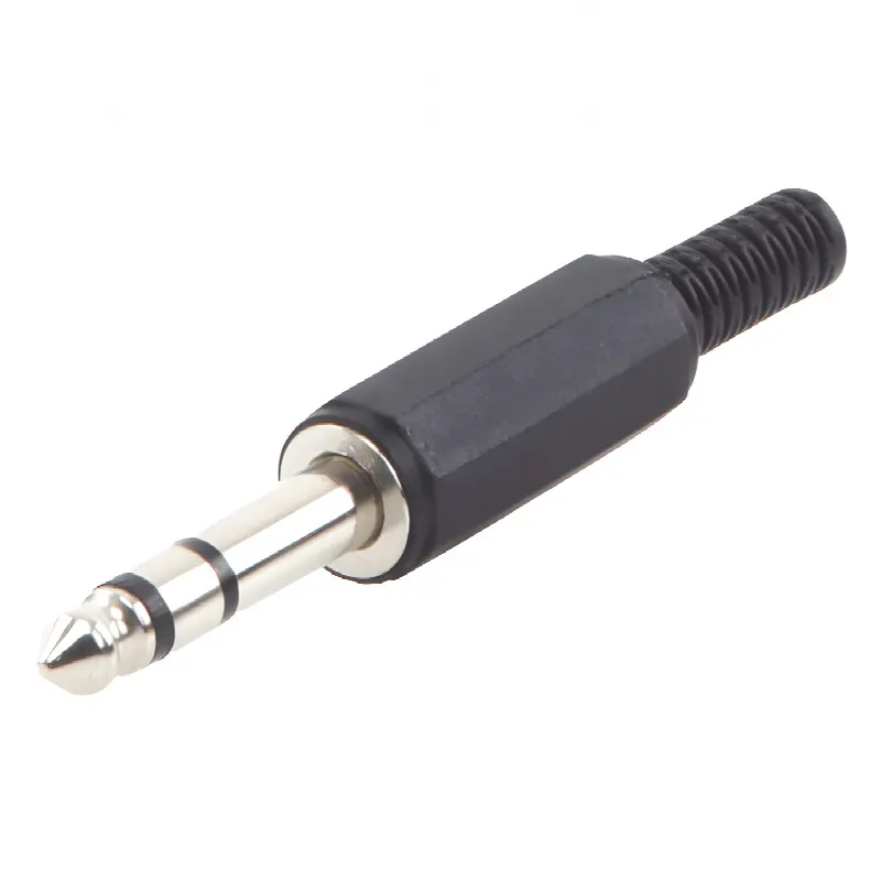 Conector macho de 6,3 mm con funda de plastico (estereo)