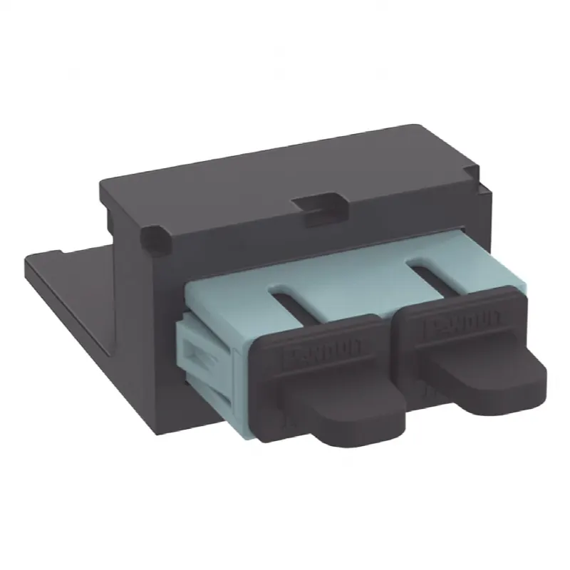 Módulo Acoplador SC Duplex, para Fibra Óptica Multimodo OM3/OM4, Tipo Mini-Com, Color Aqua