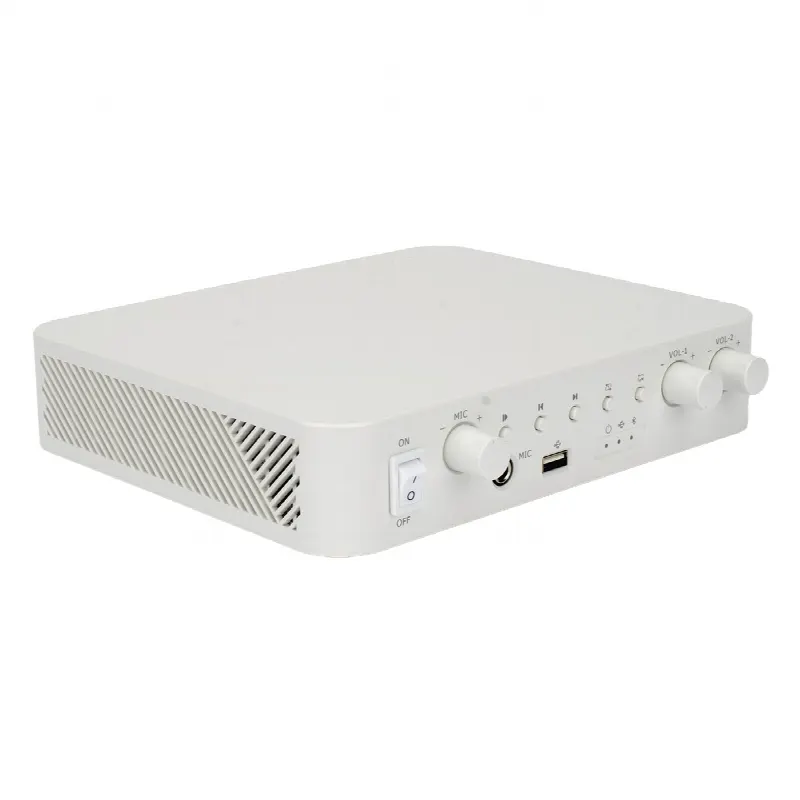 Amplificador de Audio / 2 Canales / 30 W por Canal / Bluetooth / USB / RCA / Micrófono / Cobertura 30 m (98.4 ft)