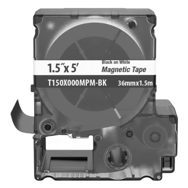 Casete de Etiquetas Magnéticas de Cinta Continua, Color Blanco Sobre Negro, Uso Interior, 36 mm (1.5 in) de Ancho x 1.5 Metros de Largo