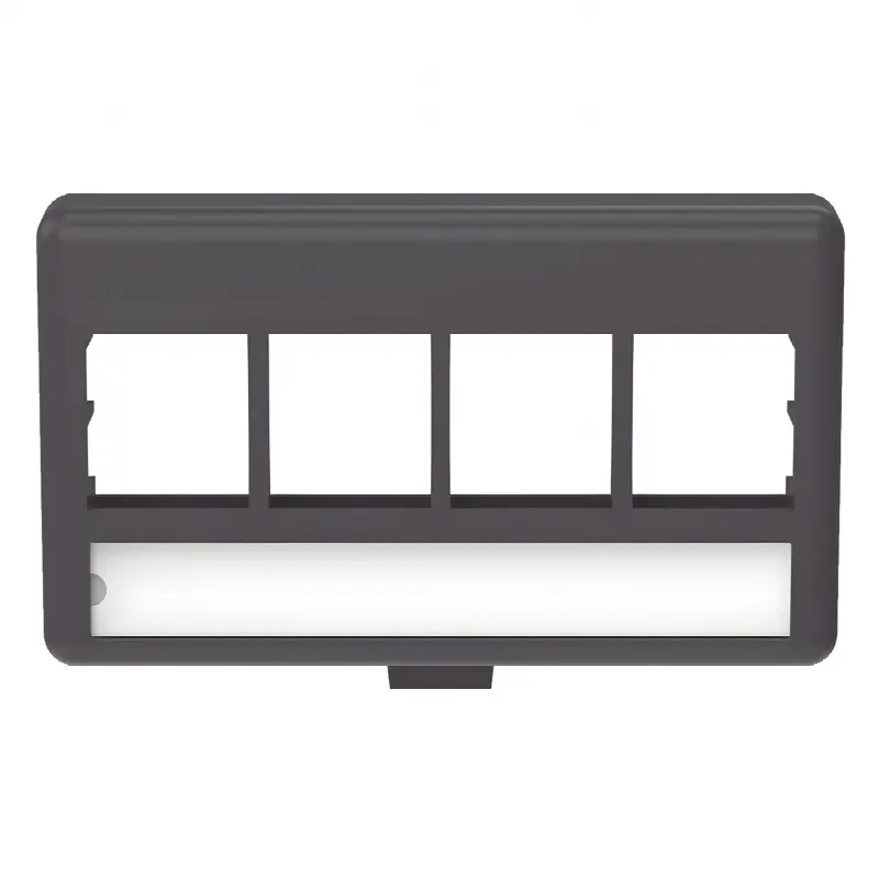 Placa de Mobiliario Modular Estándar, Salidas Para 4 Puertos Keystone, Color Negro