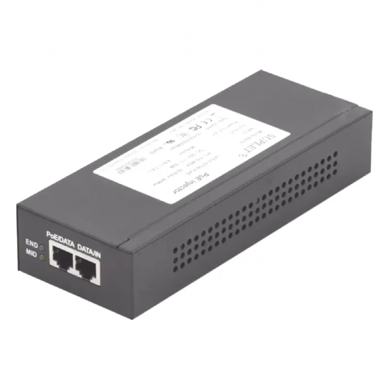 Inyector PoE / 56 Vcc / 30 Watts / Para Domos PTZ / 802.3af/at / 110-240 Vca / Endspan y Midspan