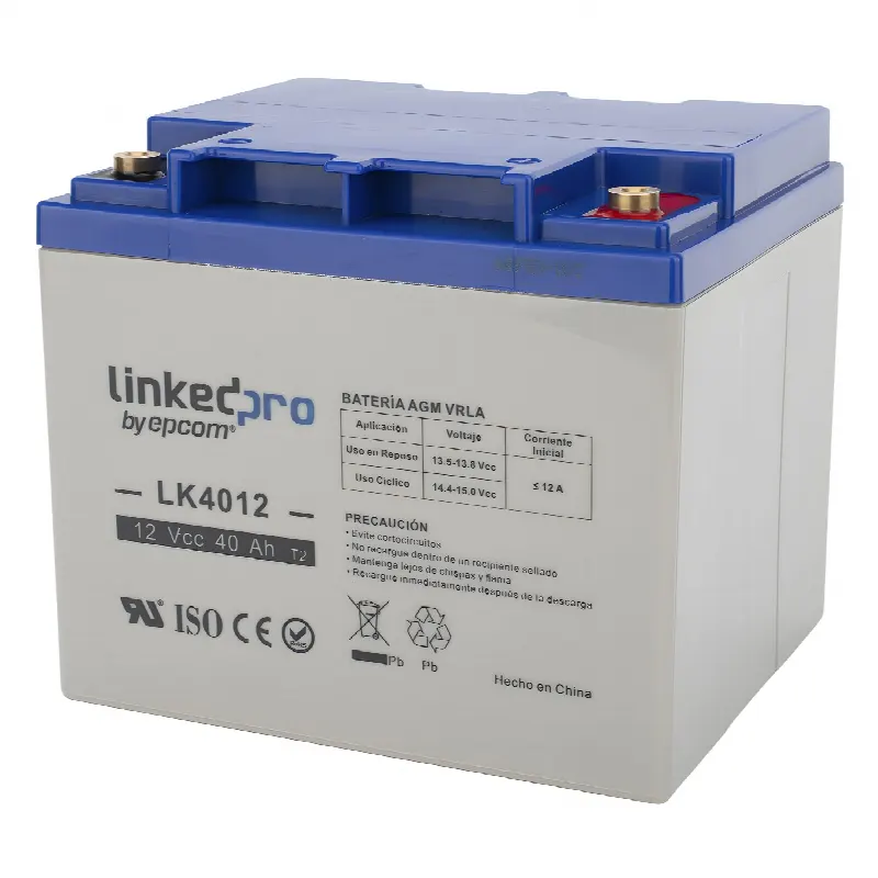 Batería de Respaldo AGM-VRLA / 12 V / 40 Ah / Terminales T2 / Vida Útil 5 Años / Certificación UL / Libre de Mantenimiento