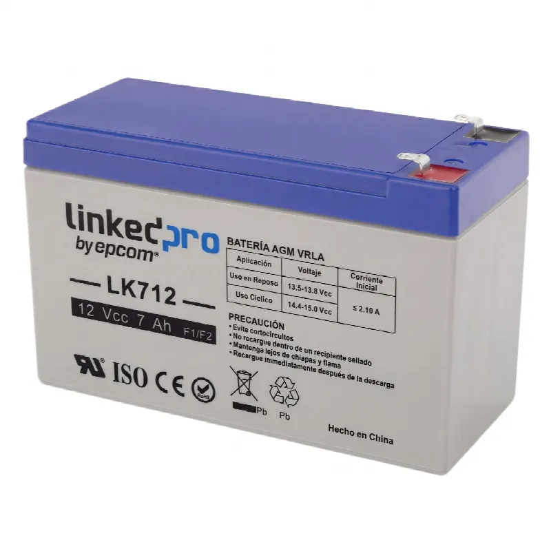 Batería de Respaldo AGM-VRLA / 12 V / 7 Ah / Vida Útil 5 Años / Terminales F1 + Adaptador F2 / Certificación UL