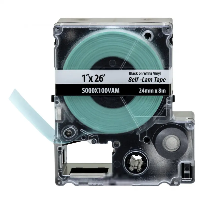 Casete de Etiquetas Autolaminadas de Cinta Continua, de 24 (1 in) mm de Ancho, 8 m (26.25 ft) de Largo, Para Cables de 2.5 a 5.1 mm (10 - 12 AWG) de Diámetro, Color Blanco