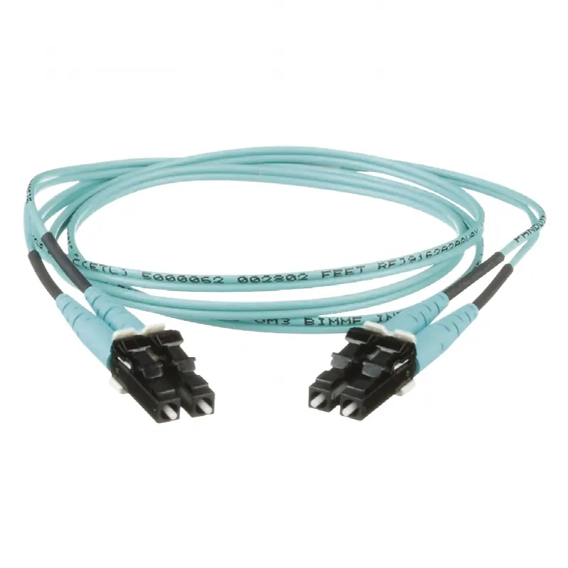 Jumper de Fibra Optica Multimodo 50/125 OM3, LC-LC Duplex, OFNR (Riser), Color Aqua, 1 Metro