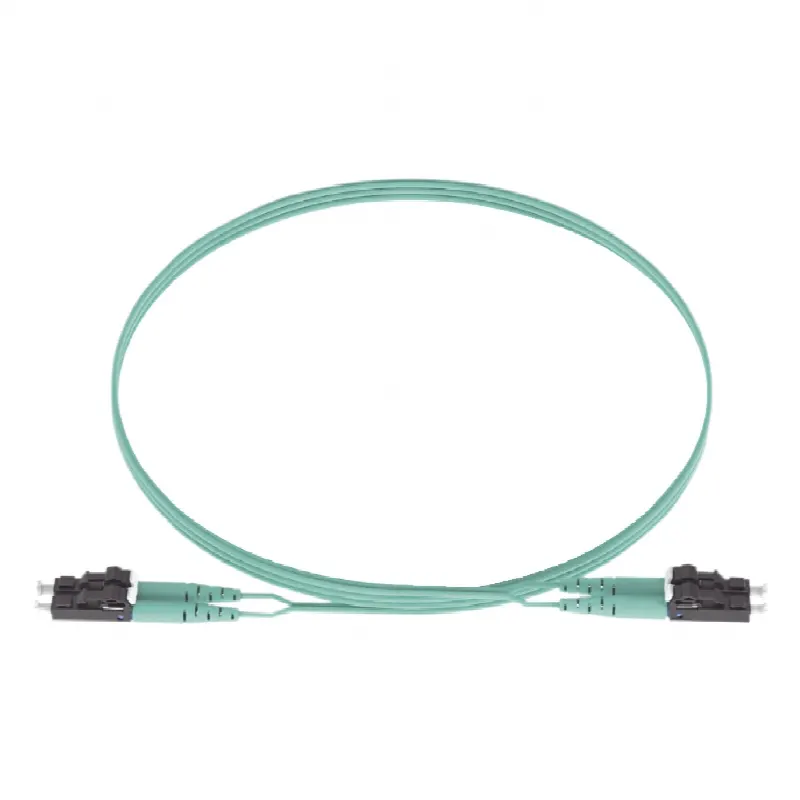 Jumper de Fibra Optica Multimodo 50/125 OM3, LC-LC Duplex, OFNR (Riser), Color Aqua, 5 Metros