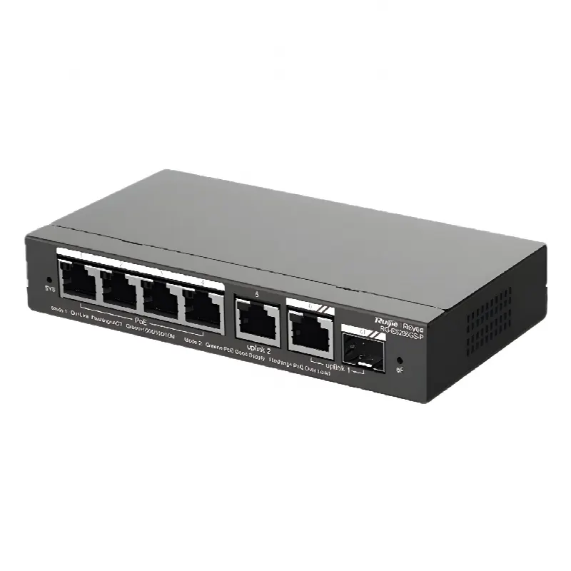 Switch Administrable Cloud / 6 Puertos Gigabit / 4 PoE+ 54W / 1 SFP / 12 Gb/s / Sin Ventilador