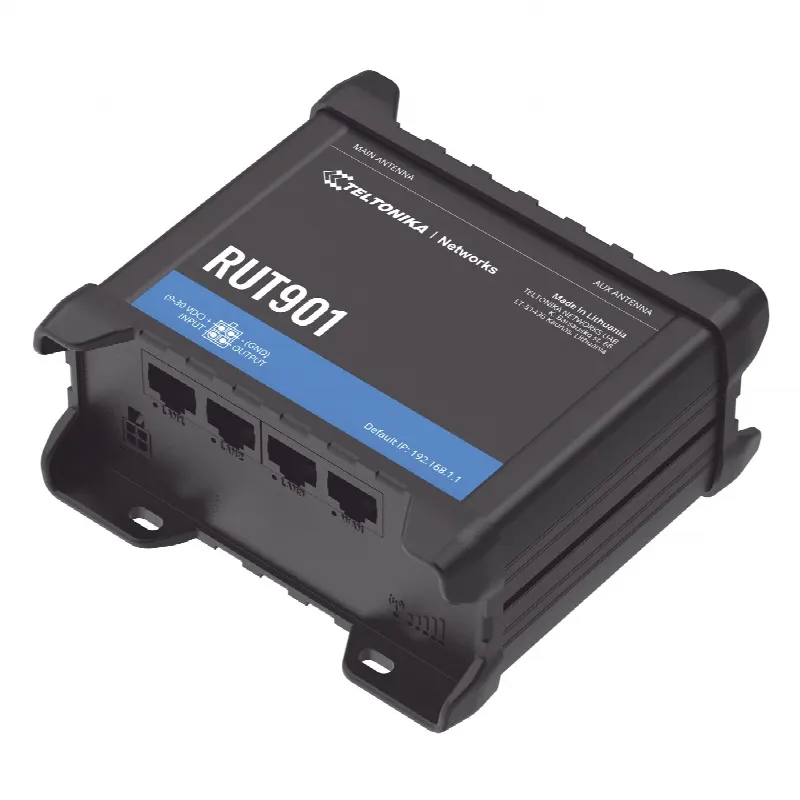 Router Industrial LTE 4G / 150 Mbps Cat 4 / 4 Puertos Ethernet / WiFi 2.4 GHz / Doble SIM / Montaje DIN / -40°F a 167°F