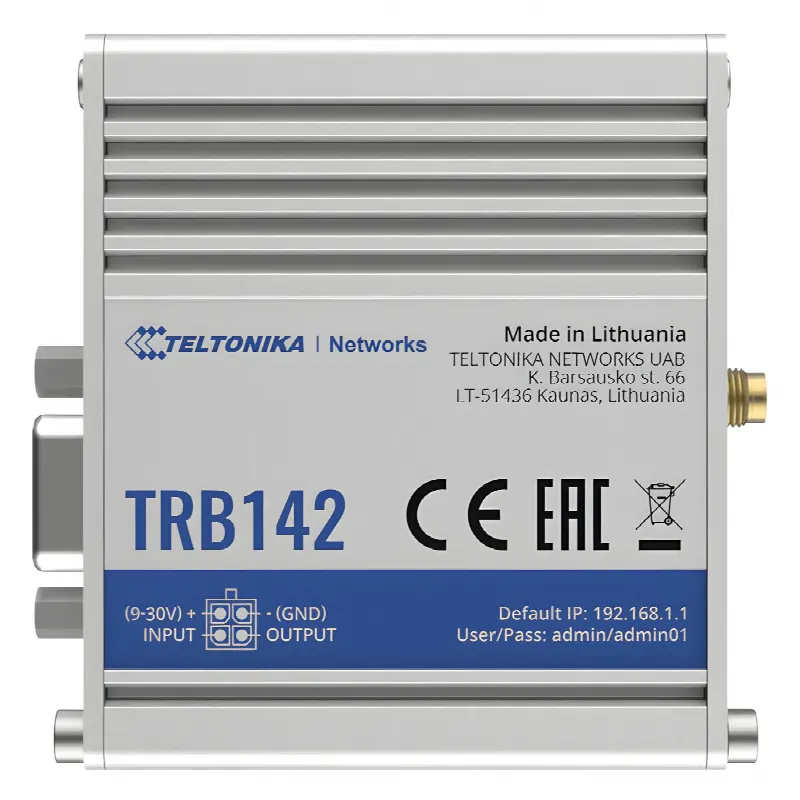 Gateway Industrial LTE Cat 1 / RS232 DB9 / OpenWrt / 9-30 VDC / -40 a 75 °C / DIN Rail