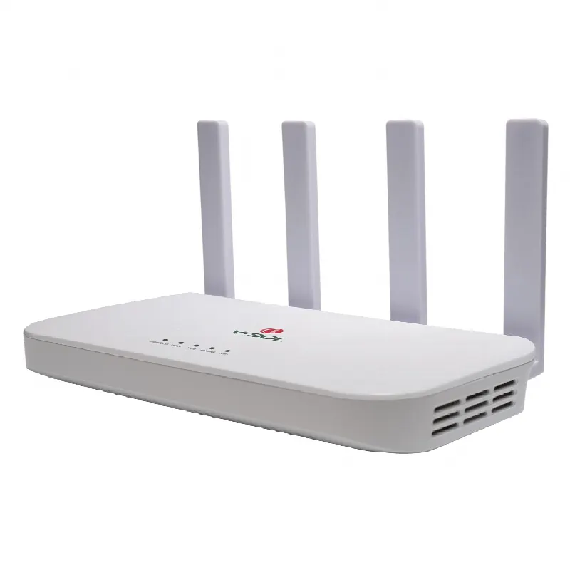 ONU XGSPON / Wi-Fi 6 / 1 Puerto RJ45 2.5 Gbps / 3 Puertos RJ45 1 Gbps / 1 FXS / 1 Puerto USB / 4 Antenas 5 dBi / 0.8 x 0.43 x 0.12 pies