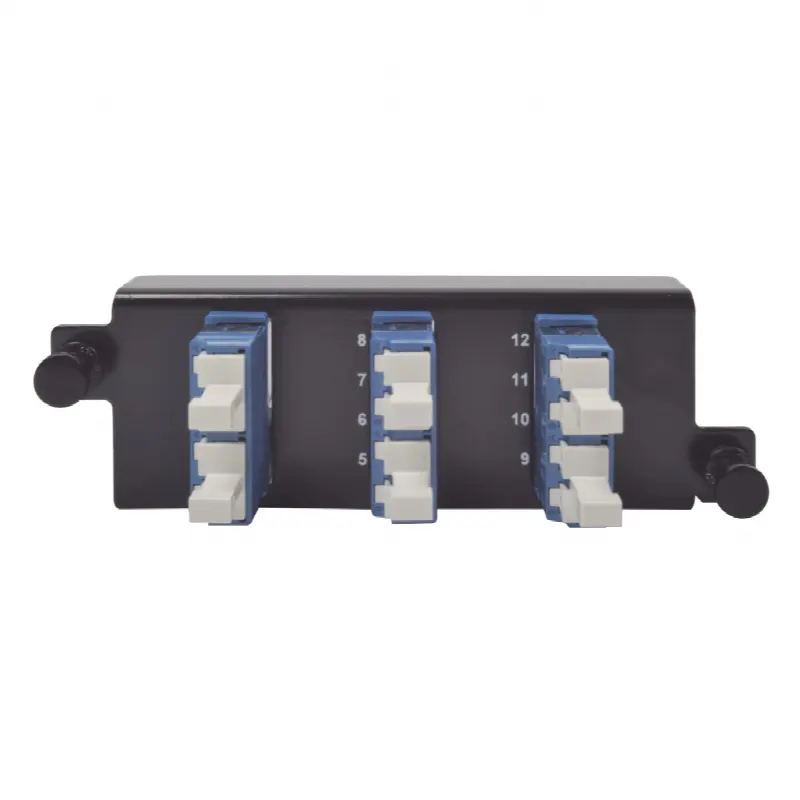 Placa acopladora de Fibra Óptica Plug and Play, Con 6 Conectores LC Duplex (12 Fibras), Para Fibra Monomodo, Azul