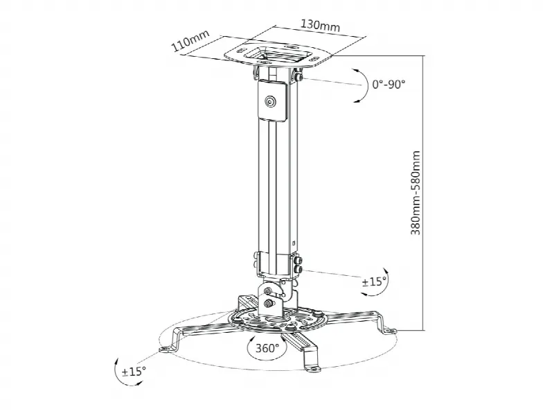 Soporte de Acero para Proyector OVALTECH OVPR-580MM