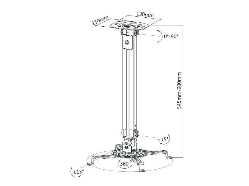 Soporte de Acero para Proyector OVALTECH OVPR-900MM