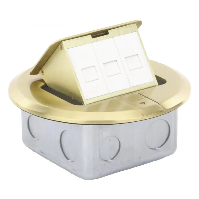 Mini caja de piso redonda para datos o conectores tipo Keystone, color bronce (3 contactos) (11000-12102)