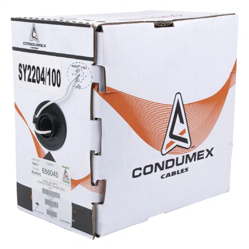 Bobina de 305 Metros / Cable de Cobre / 4x22 AWG / Tipo Alarmas UL / Para Interior / Color Blanco / Para Aplicaciones de Alarmas de Intrusión / interfonos / TV Porteros / y Multi-Propósito/  Hecho en México