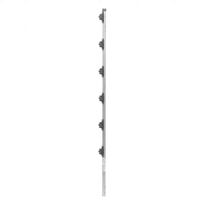Poste con 6 Aisladores de PASO  para Cerca Electrificada. Tubo Galva. de 1.4m, cal. 18 de 1 Diam. (Sin pintar).