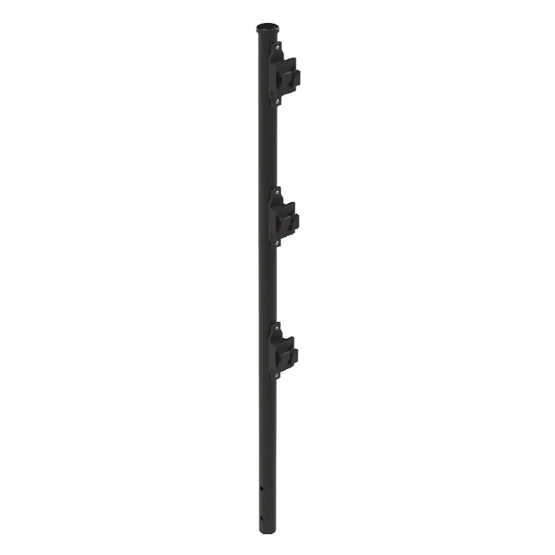 Poste de Paso Negro de 0.75m para Cerca Electrificada. Tubo Galvanizado cal. 18 de 1Diam. con Tapón y 3 Aisladores Instalados.
