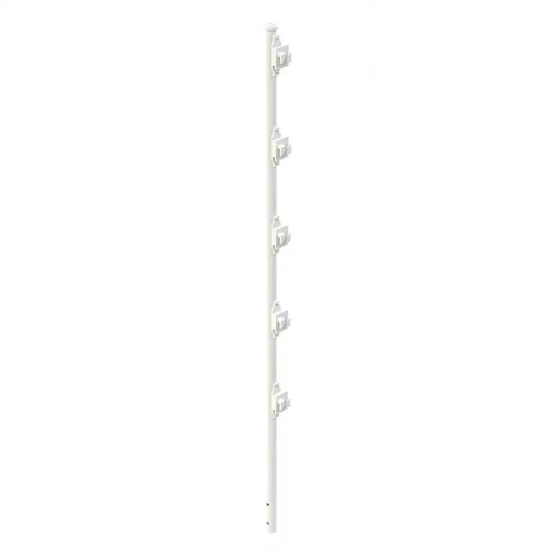 Poste con 5 Aisladores de PASO  para Cerca Electrificada. Tubo Galvanizado de 1.2m, cal. 18 de 1 Diam. + Pintura Blanca Aplicación en Polvo.