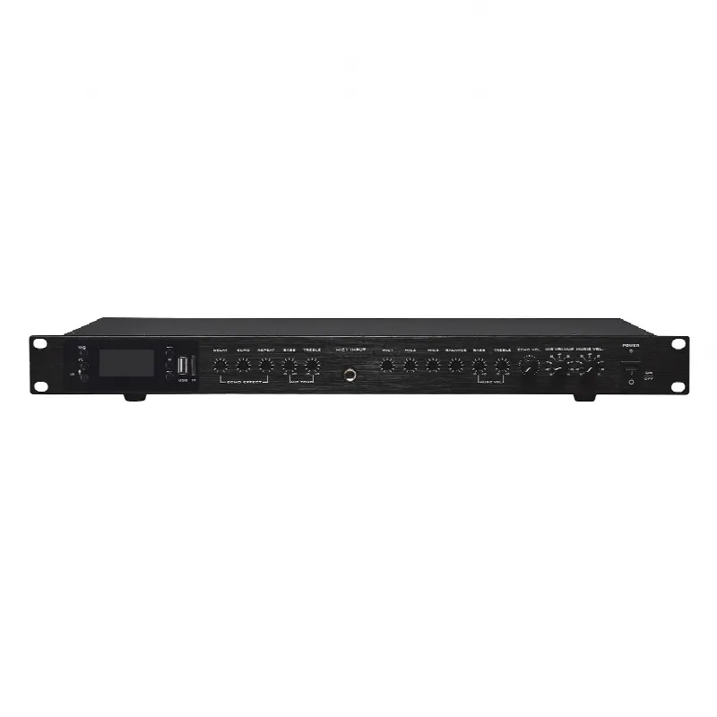 Amplificador de Audio | 2 x 60W | Baja Impedancia 4 - 8? | Reproductor Bluetooth, USB, SD | Efectos Integrados Delay, Echo, Repeat