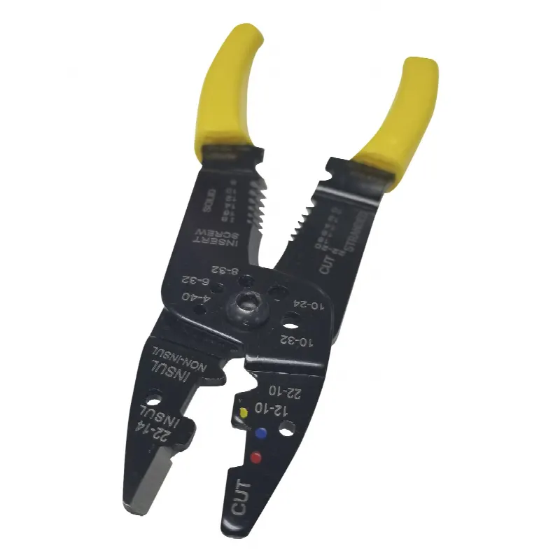 Pinza Cortacables / Pelacables 10 a 22 AWG con Plegador de Conectores.