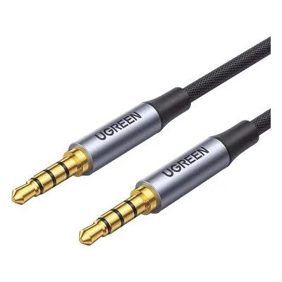 Cable Auxiliar de 3.5mm / Cable Audio Estéreo / Núcleo de Alambre de Cobre Esmaltado / Carcasa de Aluminio Azul + Nylon Trenzado /  Soporta Micrófono / 2 Metros