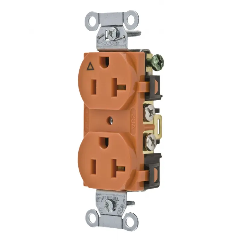 Contacto Dúplex Conexión a Tierra Aislada/ 20 A 125 V/ 2 polos 3 Hilos/ Color naranja/ Nema 5- 20R/ Grado Comercial.