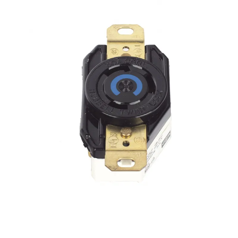 Receptáculo de Media Vuelta Industrial 30 A 250 V CA 2 Polos 3 Hilos (Nema L6-30R) Color Negro.